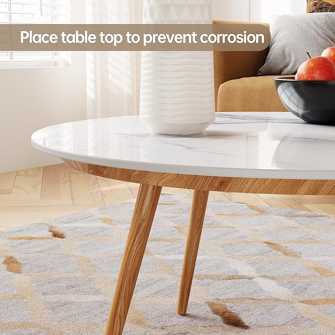 Ø31 Sintered Stone White Table Top for Dining Table Top, Replacement Table Top, Durable Tabletop for Home Office, Indoor/Outdoor All-Season Pub Table