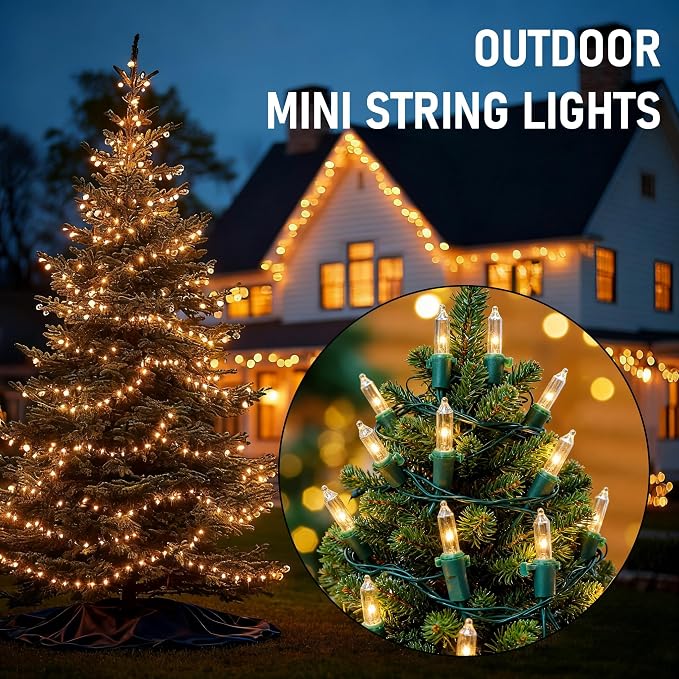 TW SHINE Warm White Christmas Lights Outdoor, 20FT 100 Count Incandescent Christmas Light Indoor, Waterproof Christmas Tree String Lights for Xmas Decorations | TW SHINE Christmas Light Indoor, Waterproof Christmas Tree String Lights for Outside Xmas D...