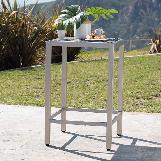 Christopher Knight Home Cape Coral Outdoor Wicker Bar Table, Grey