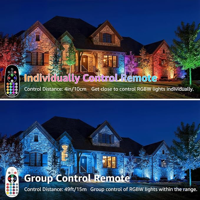 SUNVIE 3W RGBW LED Low Voltage Landscape Lighting Kit, Dusk to Dawn, 12 PCS | Color Changing Landscape Lights, IP65 Waterproof, Aluminum, All-in-One Landscape Lighting Kit, for Yard Garden Tree House