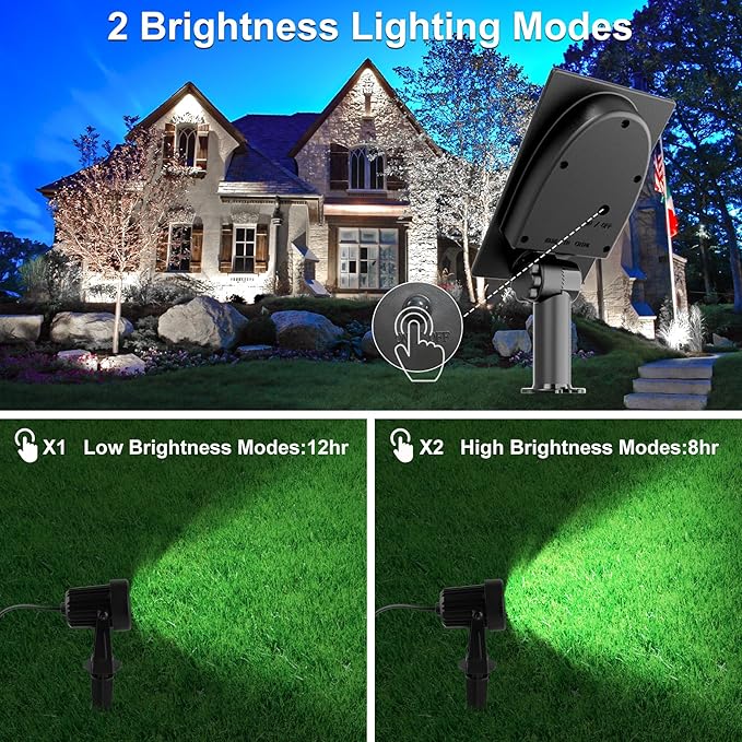 Solar Spot Lights Outdoor, 4-in-1 Solar Landscape Spotlight Waterproof 9.8ft Cable, 5W 3000mAh, Dusk to Dawn Auto ON/Off Adjustable Wall Lights for Yard, Ground, Garden, Pool, Lawn (Cold White)