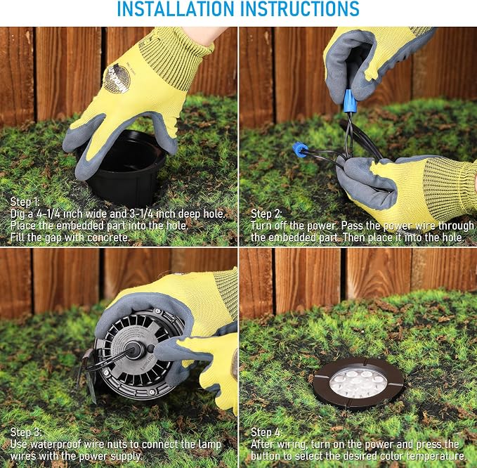 LEONLITE 6-Pack Dia. 4 Inch 5CCT Well Lights Flat Top Black | 12-24V AC/DC, CRI90, 1800K/2700K/3500K/4000K/5000K, Landscape LED In Ground Outdoor, Low Voltage Garden Landscaping, Aluminum