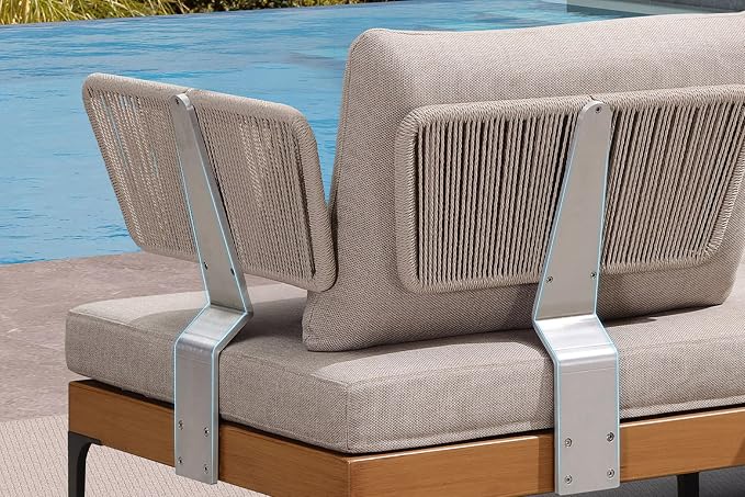 PURPLE LEAF Outdoor 3 Seater Wicker Sofa 82" Patio Couch with Tables Modern Aluminum Sofa Couch for Backyard Porch Apartment Living Room Bedroom, Cushions Included