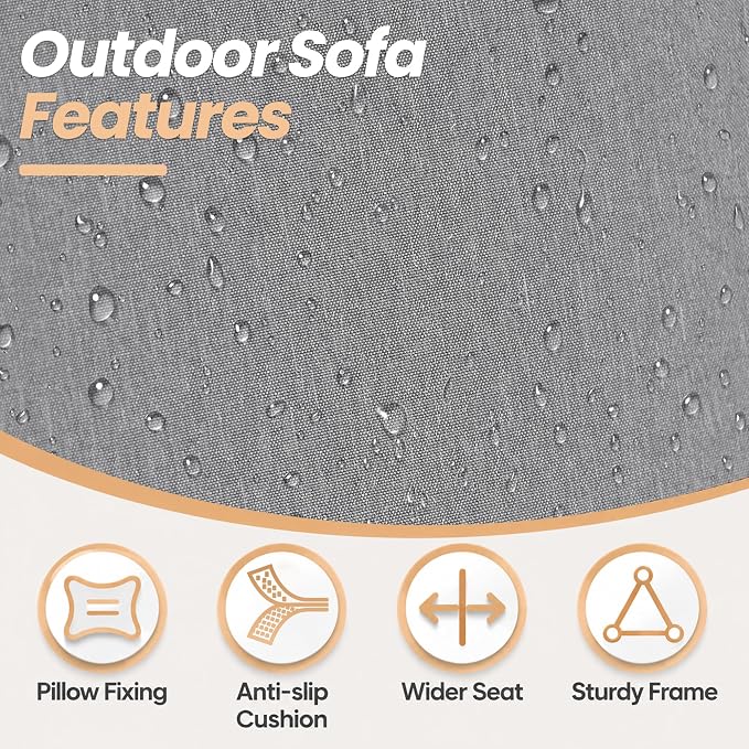 Metal Patio Furniture Set,6 Pieces 8 Seats Patio Sectional Outdoor Furniture Set with 2 Rectangular Coffee Tables,Patio Conversation Sets with 5.1" Thickened Cushions,Grey