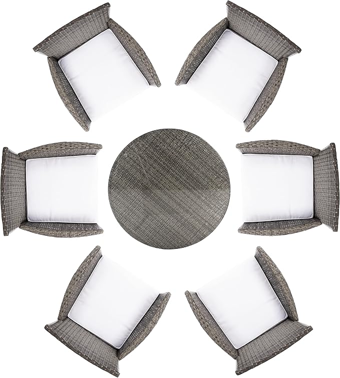 SAFAVIEH Outdoor Collection Challe Grey Brown/White Dining Set PAT7702C-3BX