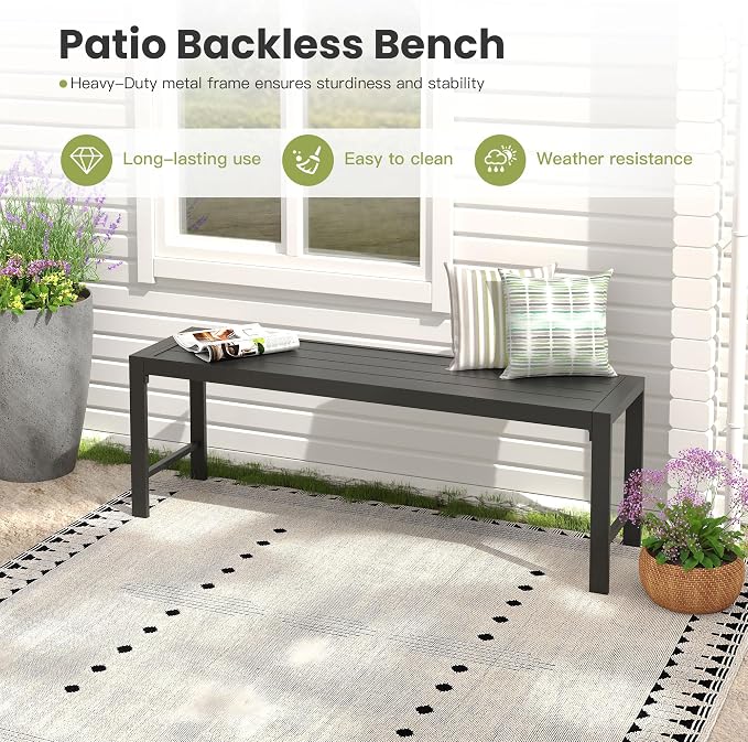 6 Pieces Patio Dining Set for 6-7 People, 59.2" Rectangular Patio Dining Table and Chairs Set with Outdoor Bench for Garden Deck, Mixed Brown & Black
