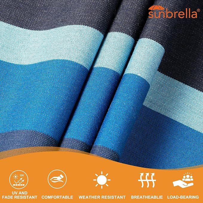 Lazy Daze Hammocks 12 FT Sunbrella Fabric Quilted Hammock Double Sunbrella Quilted Hammock with Spreader Bars & Pillow, All Weather and Fade Resistant for Outdoor, 450 lbs Capacity, Gateway Indigo