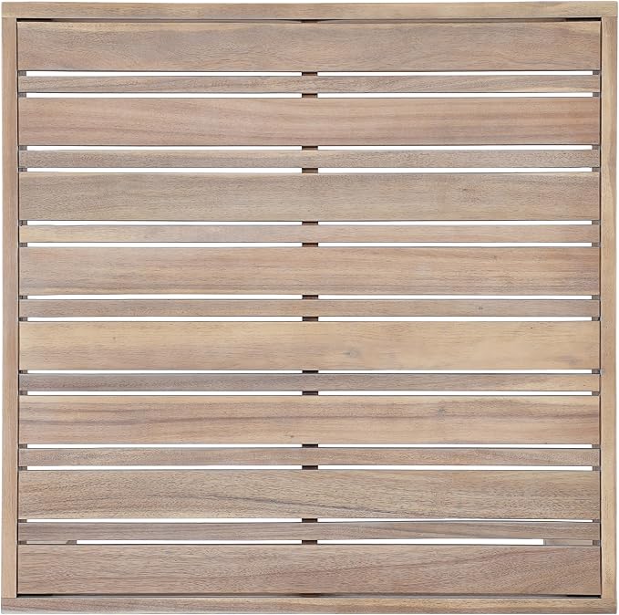 Christopher Knight Home Rynn Outdoor Coffee Table for Patio Furniture Set, Weather Resistant Acacia Wood Accent Table with Slatted Design, Rustic Square Side Table for Garden Porch, Light White
