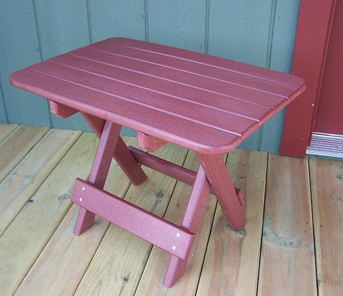 Phat Tommy Folding Outdoor Patio Side Table - Poly Adirondack Side Table - All Weather Side Table for Your Patio, Deck, or Balcony (Dark Red)