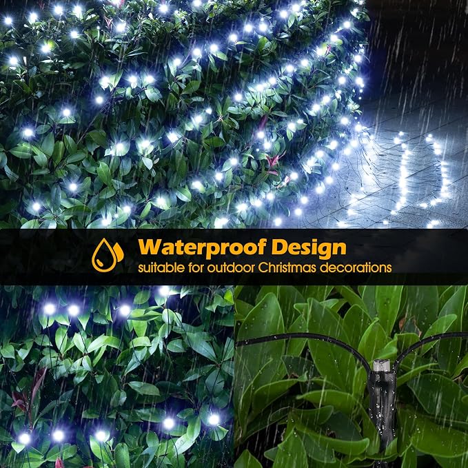 BlcTec Christmas Net Lights 360 LED 9.8ft x 6.6ft Outdoor Christmas Lights with 8 Modes, Timer, Connectable, Waterproof for Trees, Bushes, Shrubs, Yard Outdoor Decorations, Cool White