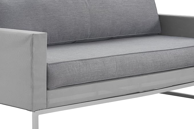 Elle Decor Tropez Mesh Outdoor Patio Furniture Collection with Metal Frame Love Seat, Gray