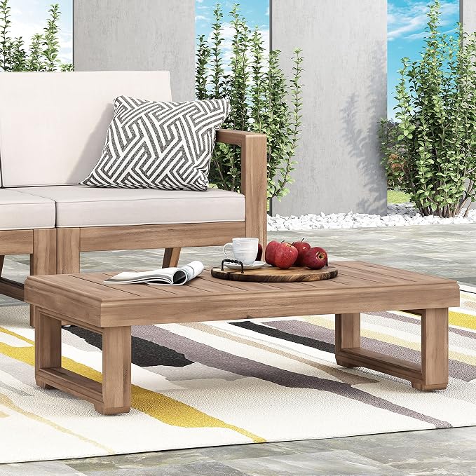 Christopher Knight Home 5-Piece Patio Furniture Set, Acacia Wood Outdoor Patio Sofa Set with 2 Swivel Rocking Chairs, 3-Seater Couch, Coffee Table & Side Table, Deep Seat Patio Conversation Set, Brown
