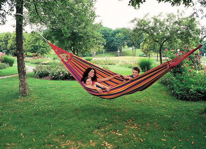 BYER OF MAINE Paradiso Hammock, Authentic Brazilian, Tropical, Recycled Cotton/Polyester Blend, Double, 142" L x 68" W, Holds up to 400lbs