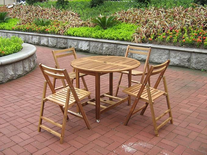 Merry Garden Acacia Folding Dining Table, Outdoor Dining Table Deck Table
