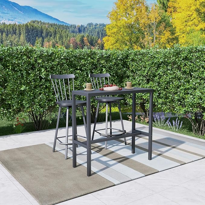 Anmutig Patio Outdoor Bar Table 53 inch Height Bistro Table High Top Bar Metal Table with Waterproof Top for Hot Tub Home Kitchen Cafe