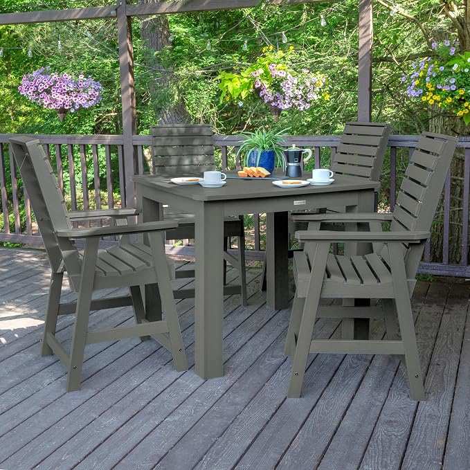 Highwood 5-Piece Weatherly Square Counter Height Dining Set, 42 by 42-Inch, Coastal Teak