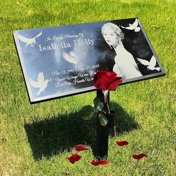Human Memorial Stones Personalized, Grave Markers, Memorial Plaque Outdoors, Headstones for Graves, Granite Grave Stone, Grave Decorations for Cemetery