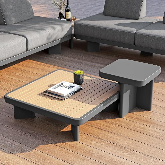 homary 5-Piece Modular Patio Sofa Set — Weather-Resistant Outdoor Conversation Set with Cushions, Configurable Design for Decks, Gardens, and Poolside, Grey, Without Umbrella