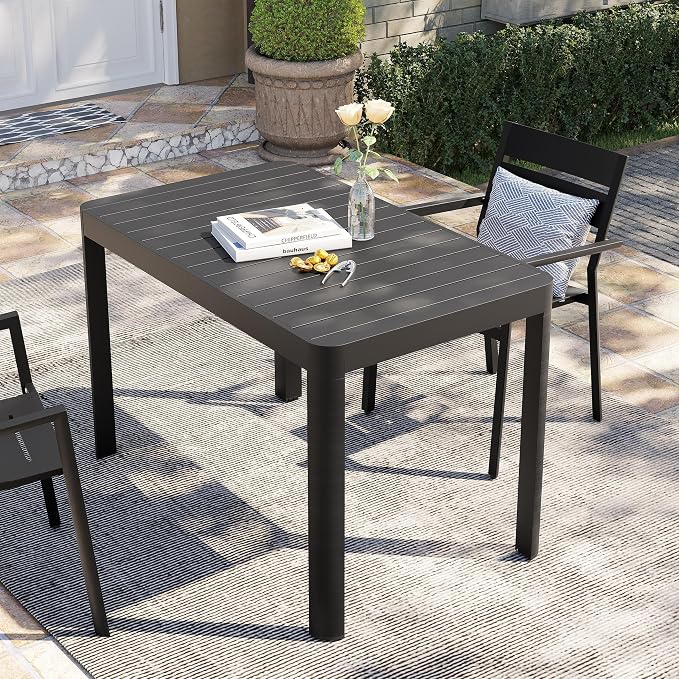 Pellebant Expandable Aluminum Outdoor Dining Table for 4-6, 46.1"-63.8" – Weather-Resistant Patio Table with Sturdy Frame for Deck, Backyard & Poolside