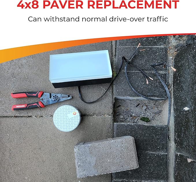 LUMENGY Paver Light 4x8 Inch (3.93x7.87), 2700K Warm White, Glare-Free Brick Lighting for Driveways, Walkways, Pool Decks and Patios, 12V Hardwired, IP67 Waterproof, Drive-Over Rated