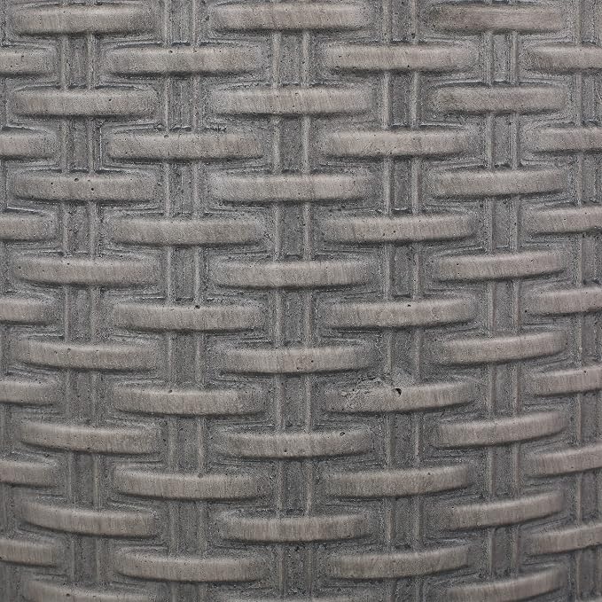 Outdoor Side Table 15.75" Cylindrical Shape Lightweight Concrete-Look Outdoor Indoor Accent Table Decorative Garden Stools, for Patio Porch Living Room, Dark Grey