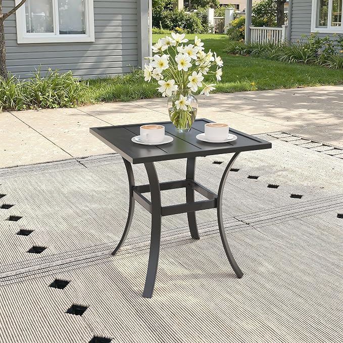 3 Pieces Patio Dining Set, 2 Outdoor Swivel Dining Chairs with 18.1" Square Outdoor Dining Table, All Weather Textilene Patio Chairs and Metal Table for Garden Backyard, Grey & Black