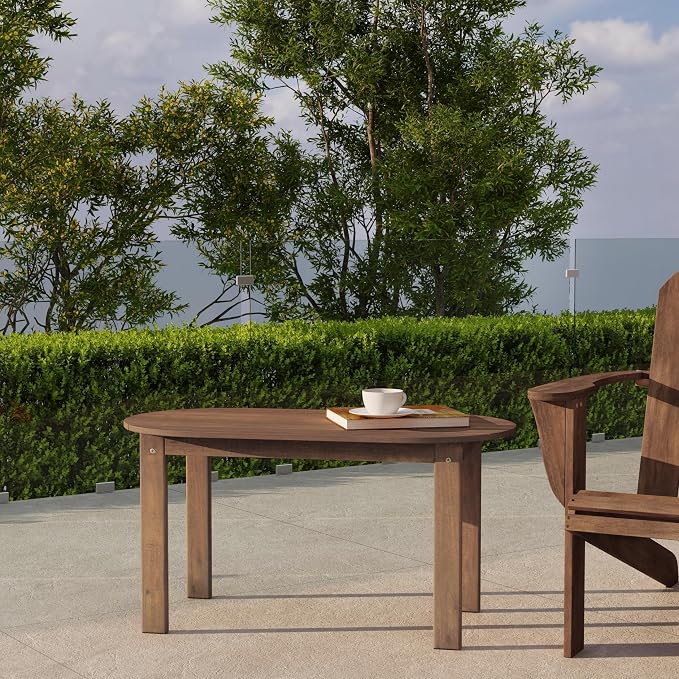 Linon Coffee Table, 18.11D x 35.24W x 18.11H in, Acorn