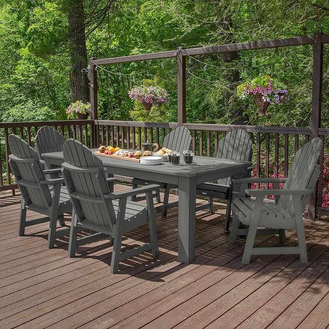 Highwood Hamilton Adirondack 7pc Dining Set, 84" x 42", Dining Height, Coastal Teak