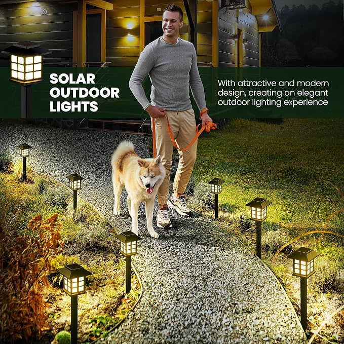 GIGALUMI Solar Lights Outdoor Waterproof 16 Pack, LED Garden Decor | Warm White LED Solar Garden Lights Outdoor Decor, 8 Hours of Landscape Lighting for Garden