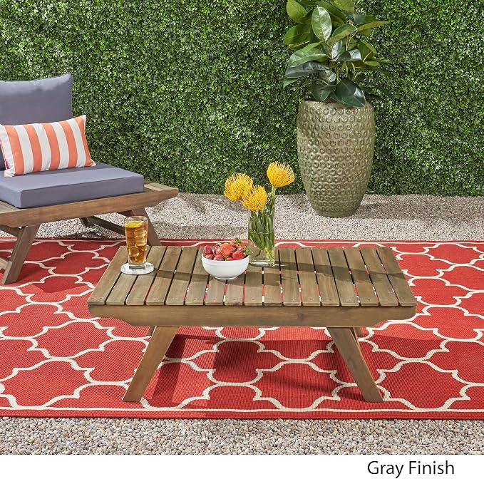 Christopher Knight Home Kailee Outdoor Wooden Coffee Table, Gray Finish