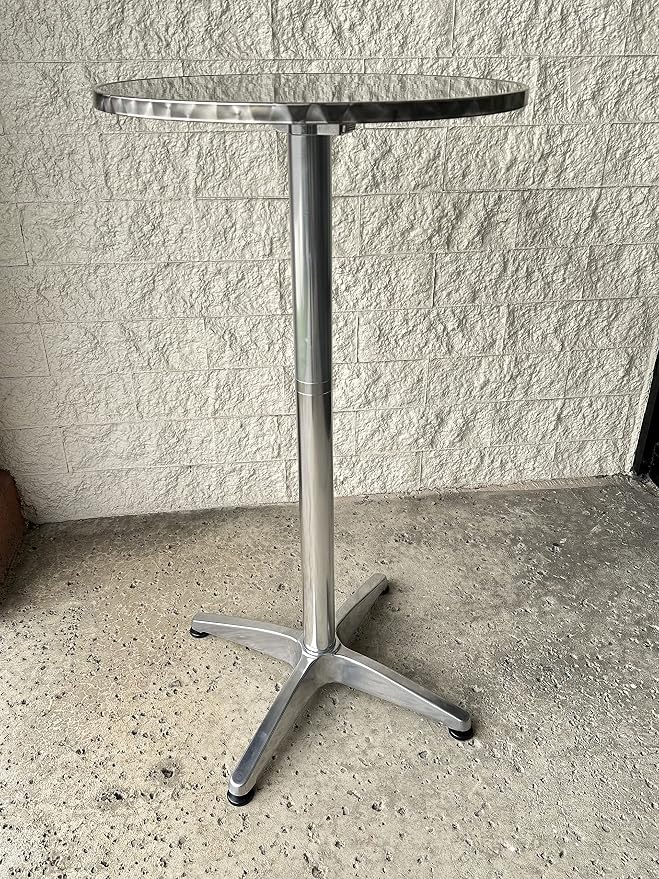 BTEXPERT 45" Bar Height Table – Commercial-Grade Aluminum & Stainless Steel Round 23.75" Table Indoor/Outdoor, for Restaurants, Patios, and Dining Areas 25.75" Base