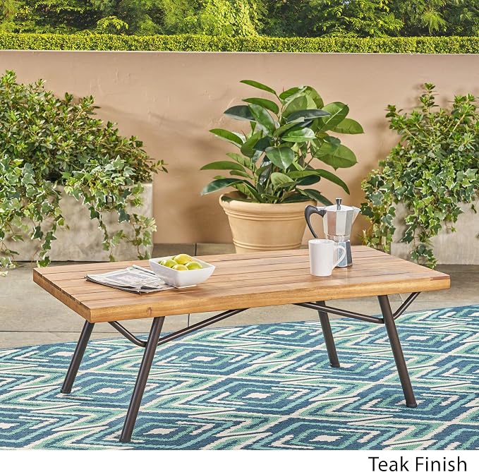 Christopher Knight Home Baish Outdoor Acacia Wood Coffee Table, Teak Finish