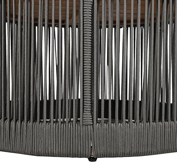 26" Outdoor Rustic Coffee Table,Rattan Rope & Acacia Wood Center Table with Round Top & Iron Frame, Easy Assembly, Versatile Weather-Resistant Patio Furniture for Garden, Yard, Balcony, Gray Teak