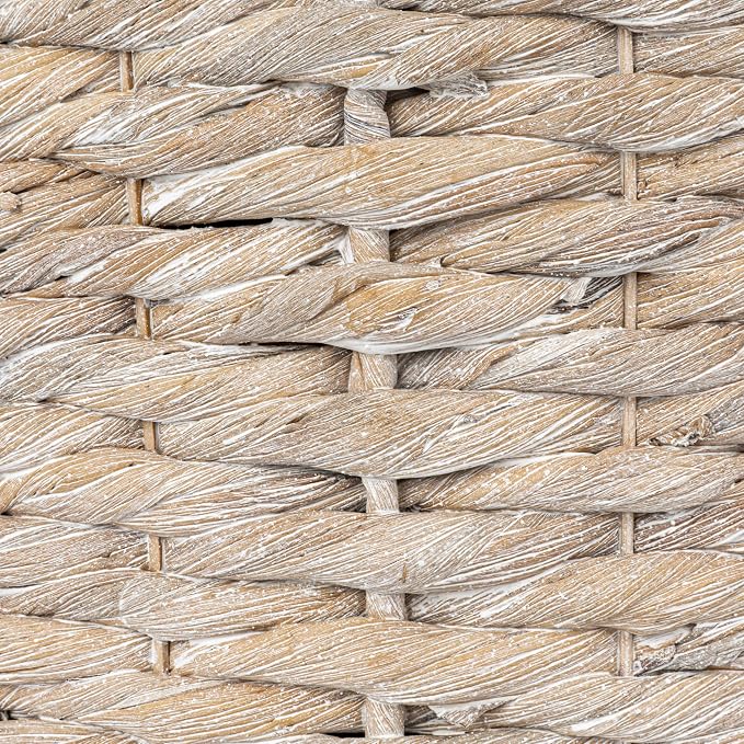 Bloomingville Hand-Woven Water Hyacinth Table, Whitewashed