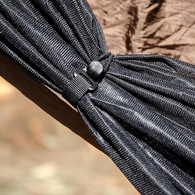 Go Camping Hammock 2.0 w/ Built-In Mosquito Net - Slate Gray by Go Outfitters: 11' Long X 64" Wide |Includes 2 Premium Aluminum Carabiners, Rapid Deployment Bag, 4 Stakes & 4 Shock Cords