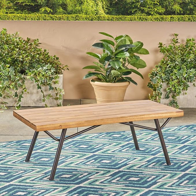 Christopher Knight Home Baish Outdoor Acacia Wood Coffee Table, Teak Finish