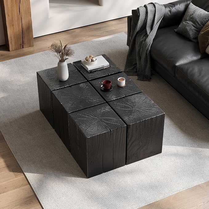 Patio End Table, Square, Black, 18 Inch