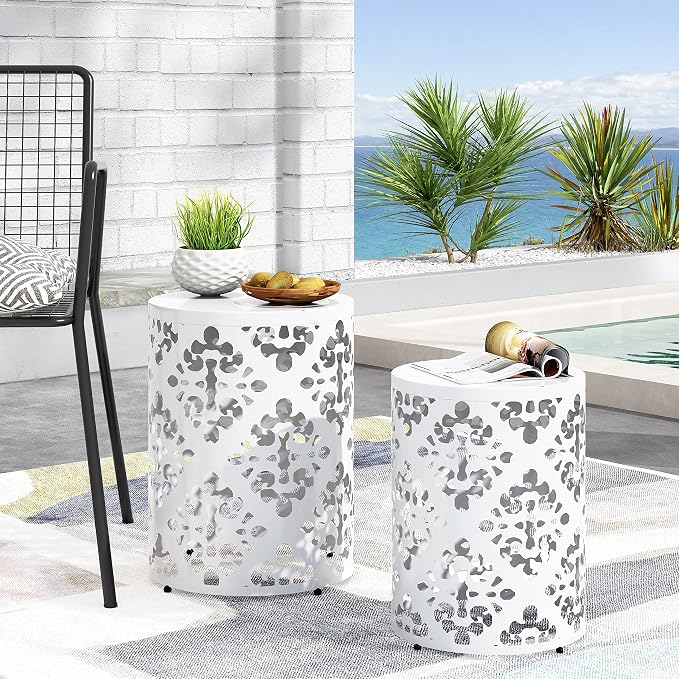 Christopher Knight Home Mathena Outdoor Side Tables - White (Set of 2)