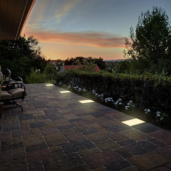 LUMENGY Paver Light 9x12 Inch (8.85x11.81), 2700K Warm White, Glare-Free Brick Lighting for Driveways, Walkways, Pool Decks and Patios, 12V Hardwired, IP67 Waterproof, Drive-Over Rated