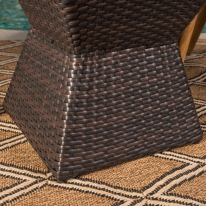 Outdoor Wicker End Table, Brown