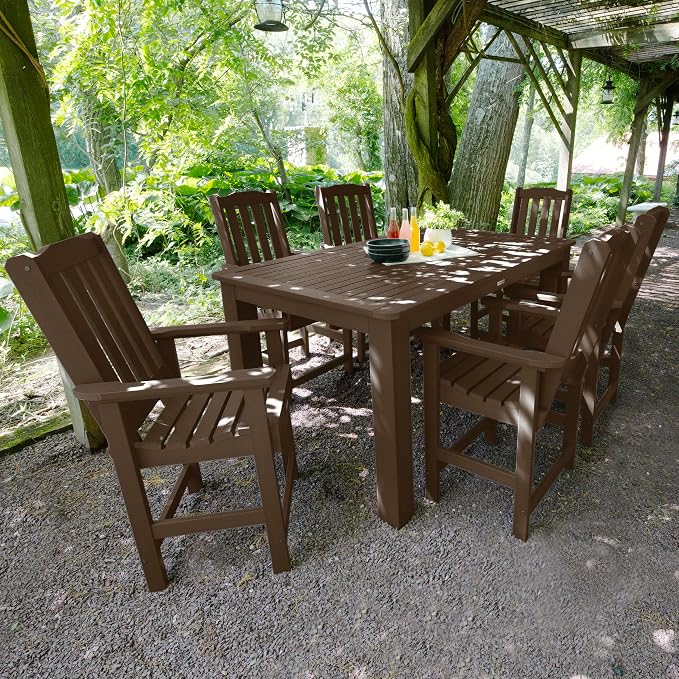 Highwood AD-ST7LH2CO4BA-ACE Lehigh 7pc Rectangular Counter Height Dining Set 72" x 42", Weathered Acorn