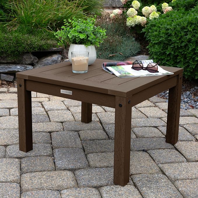 Highwood AD-KITCHGL2-ACE 2 Lehigh Garden Chairs with 1 Square Side Table 3-Piece Set, Weathered Acorn