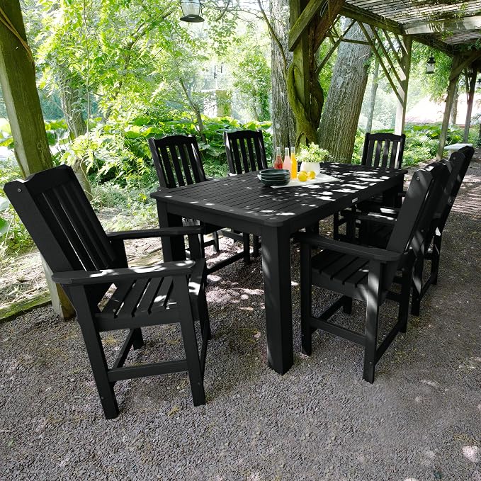 Highwood AD-ST7LH2CO4BA-BKE Lehigh 7pc Rectangular Counter Height Dining Set 72" x 42", Black