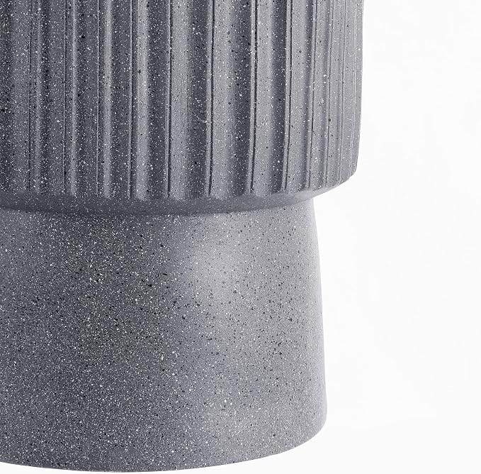 JONATHAN Y Louisa 19" Fluted Outdoor Accent Table, All-Weather Gray Terrazzo Pedestal Garden Stool, Small Round Side Table for Patio, Porch, and Living Room TBL1102A