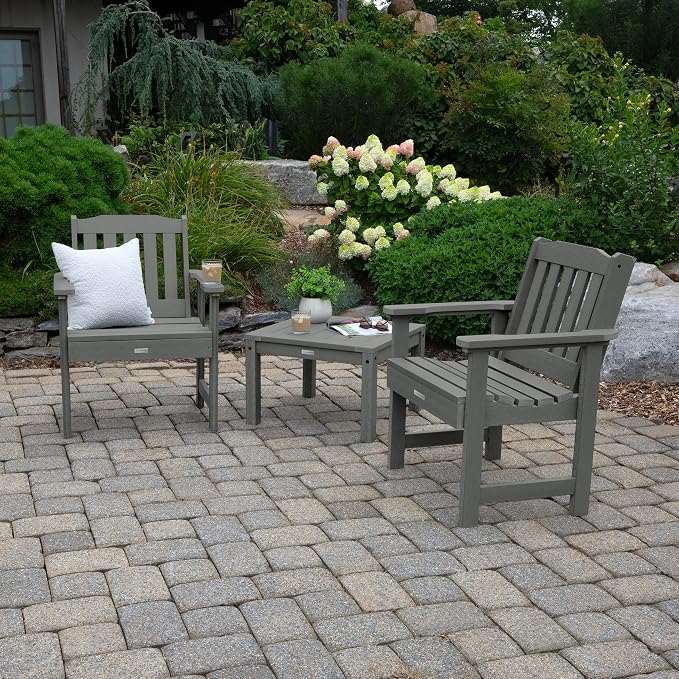 Highwood AD-KITCHGL2-CGE 2 Lehigh Garden Chairs with 1 Square Side Table 3-Piece Set, Coastal Teak