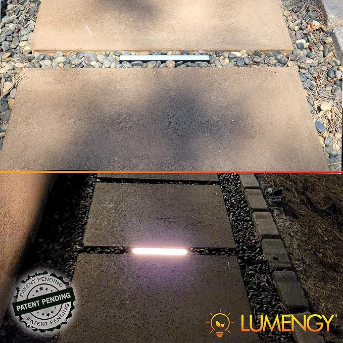 LUMENGY Paver Light Slim 0.5x6 Inch (0.55x5.9), 2700K Warm White, Glare-Free Linear Lighting for Driveways, Walkways and Paver Borders, 12V Hardwired, IP67 Waterproof, Drive-Over Rated